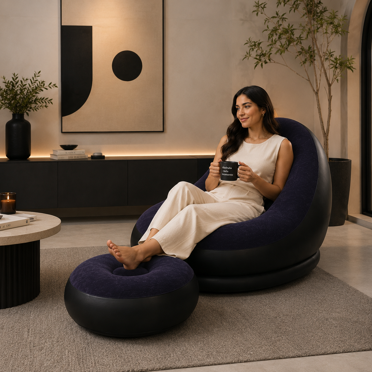 Puff Inflable con Apoya Pies ergonómico
