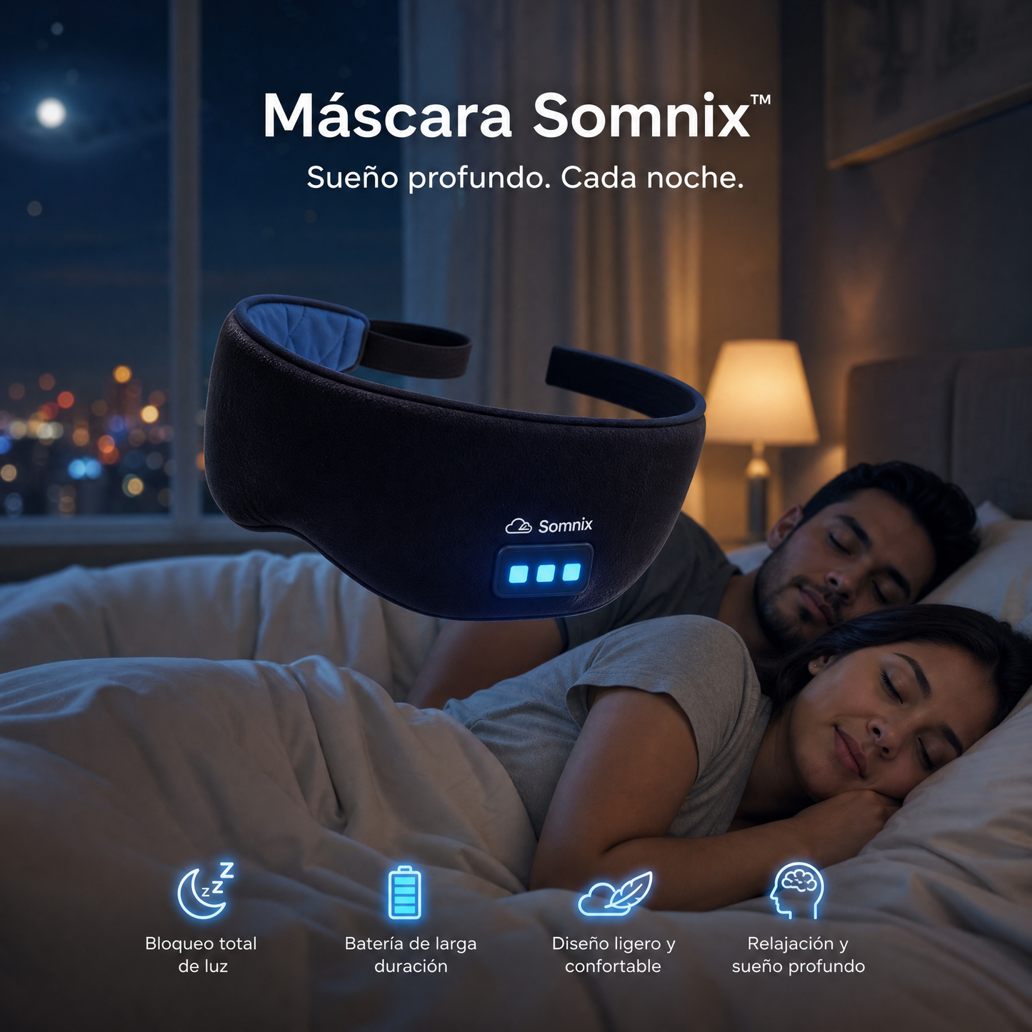 Máscara de Sueño Inteligente con Sonido Envolvente