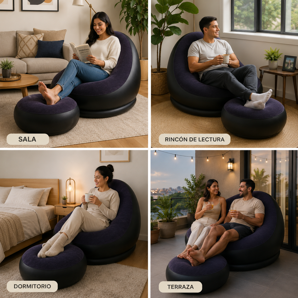 Puff Inflable con Apoya Pies ergonómico