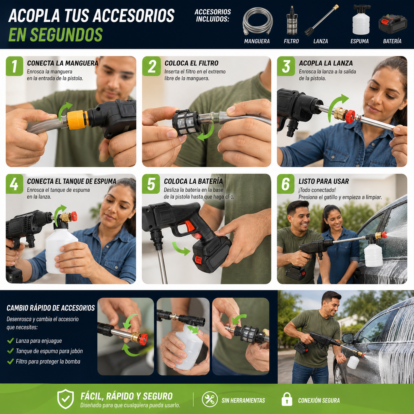 Pistola Inalámbrica de Limpieza Portátil